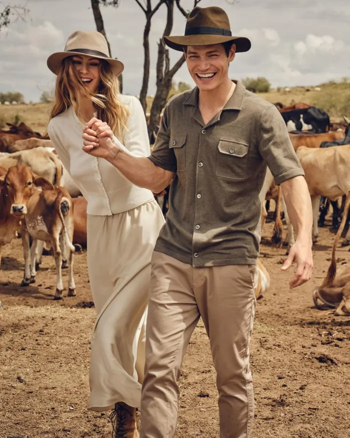 NPeal Polos and TShirts Men Safari Cotton Cashmere T Shirt In Khaki Green
