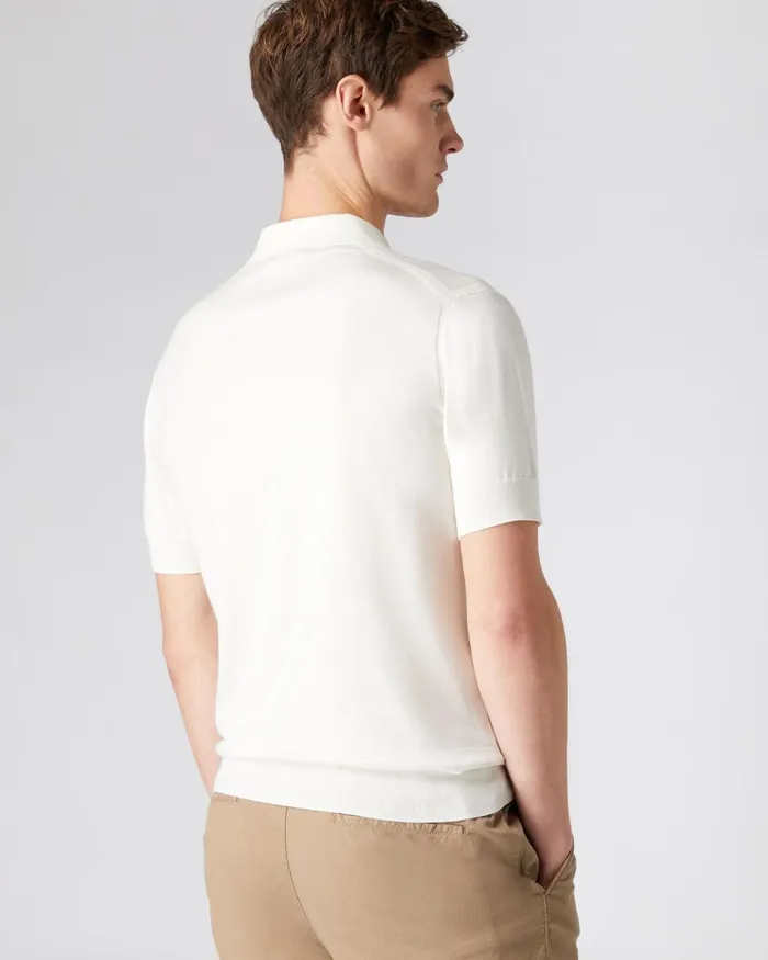 NPeal Polos and TShirts Men Short Sleeve Cotton Cashmere Polo T Shirt In New Ivory White