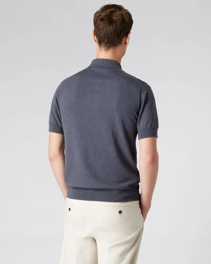 NPeal Polos and TShirts Men Short Sleeve Cotton Cashmere Polo T Shirt In Rhino Grey