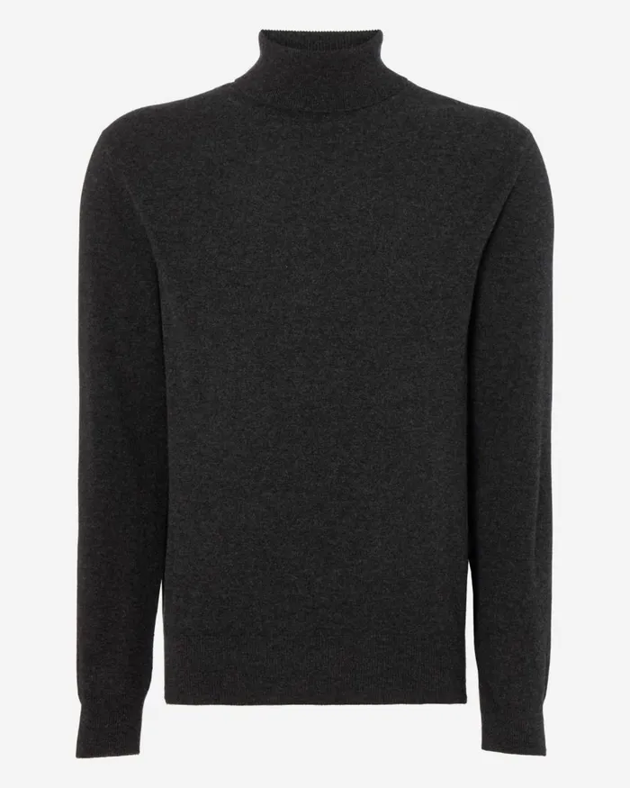 NPeal Roll Necks Men The Trafalgar Polo Neck Cashmere Jumper In Dark Charcoal Grey