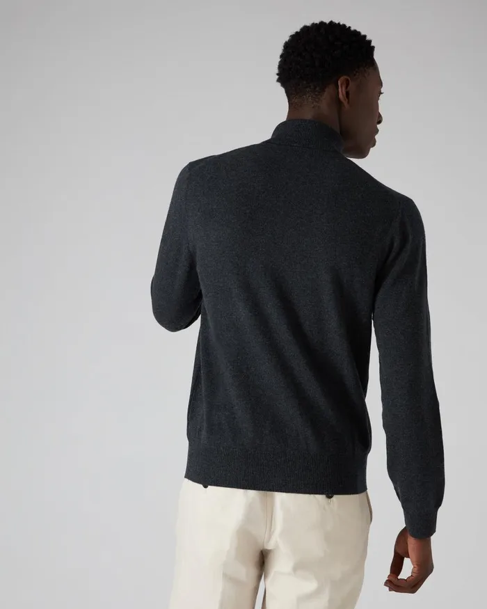 NPeal Roll Necks Men The Trafalgar Polo Neck Cashmere Jumper In Dark Charcoal Grey