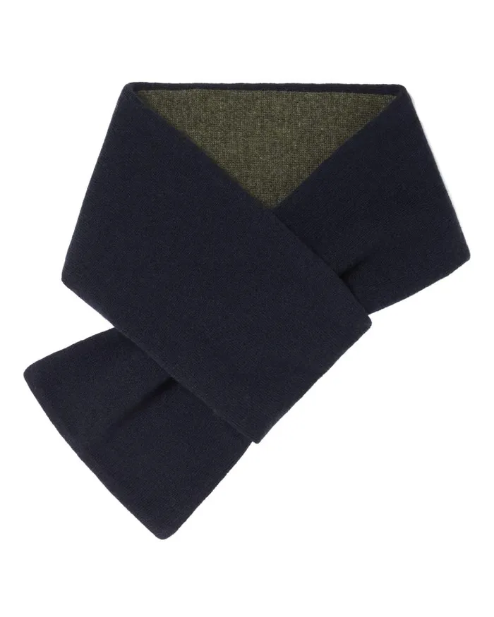 NPeal Scarves Men Two Tone Small Cashmere Scarf In Navy Blue Moss Green