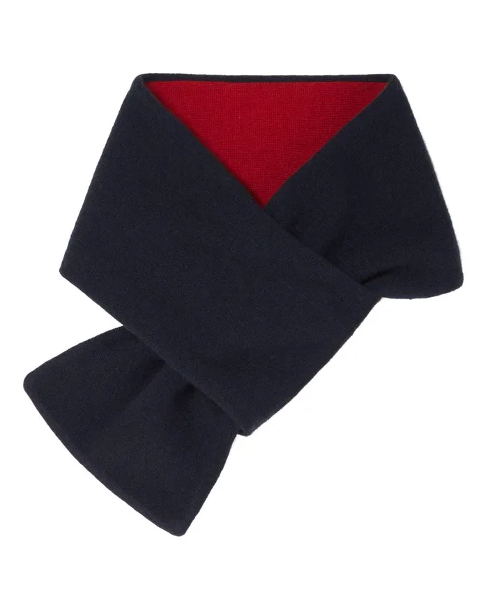 NPeal Scarves Men Two Tone Small Cashmere Scarf In Navy Blue Ruby Red