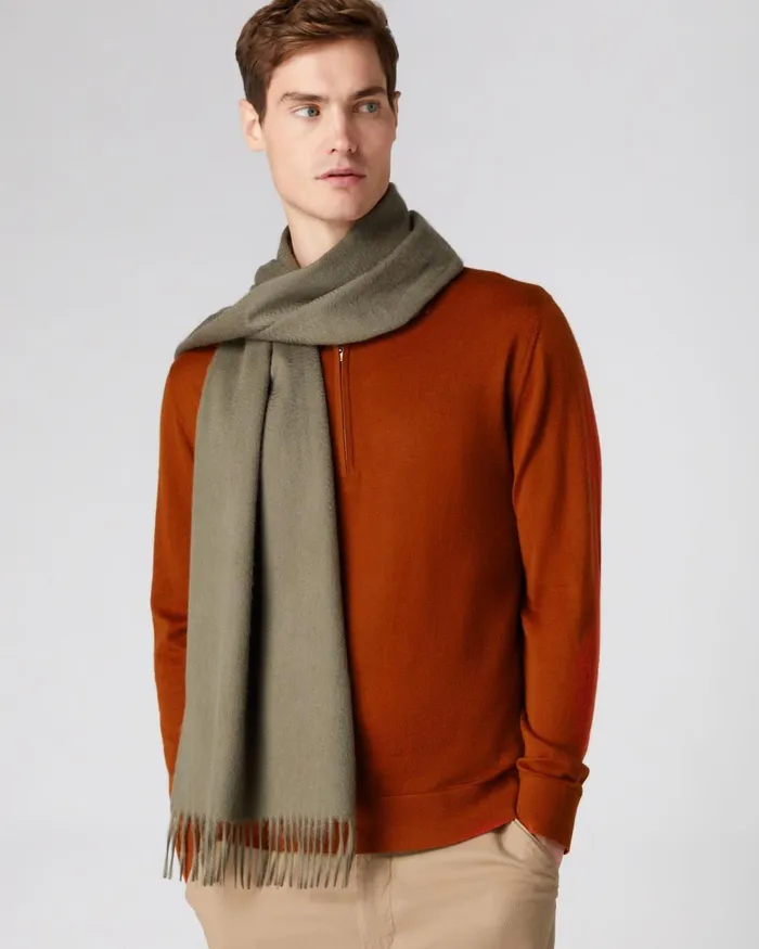 NPeal Scarves MenWomen Unisex Large Woven Cashmere Scarf In Khaki Green