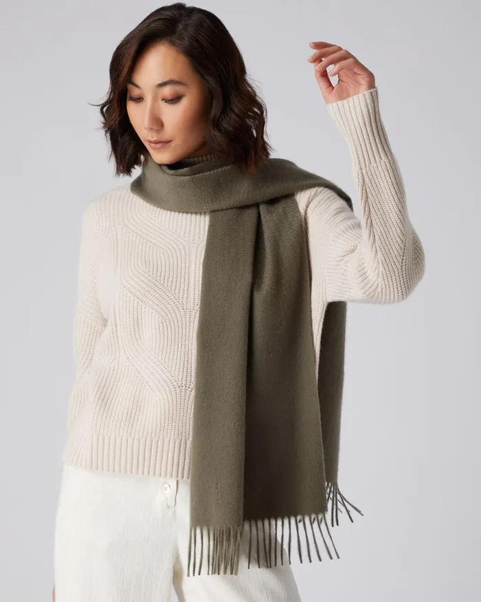 NPeal Scarves MenWomen Unisex Large Woven Cashmere Scarf In Khaki Green