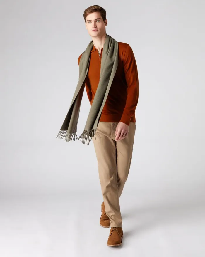 NPeal Scarves MenWomen Unisex Large Woven Cashmere Scarf In Khaki Green