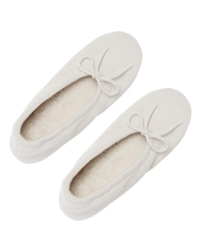 NPeal Slippers and Socks Women Fur Lined Cashmere Slippers In Snow Grey