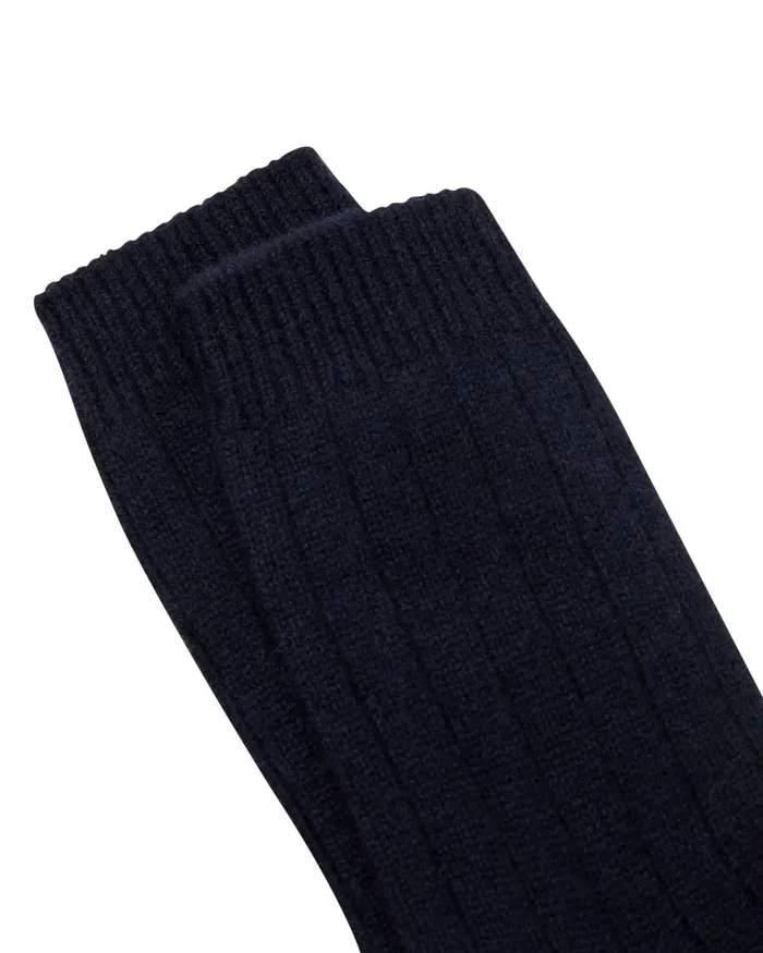 NPeal Socks Men Rib Cashmere House Socks In Navy Blue