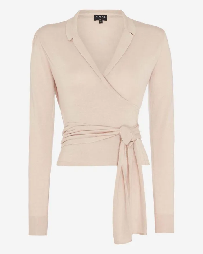 NPeal Tops and TShirts Women Superfine Wrap Top In Oyster Pink