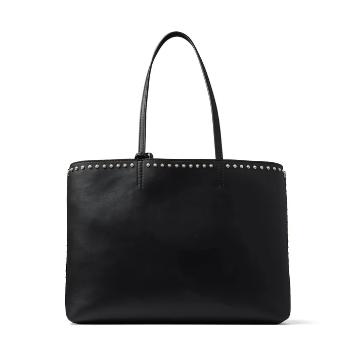 Nine2Five EW Black Calf Leather Tote Handbag With Jc Emblem And Pearl Stud Detailing Black Women JIMMY CHOO Totes and Hobo Bags