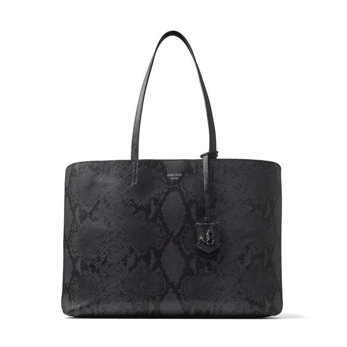 Nine2Five EW Dusk Snake Printed Leather Tote Handbag With Jc Emblem Dusk Women JIMMY CHOO Totes and Hobo Bags Nine2Five EW Dusk Snake Printed Leather Tote Handbag With Jc Emblem Dusk Women JIMMY CHOO Totes and Hobo Bags