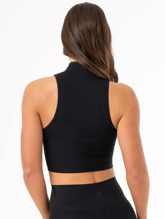 NKD 12 Zip Tank 8211 Black Women Ryderwear TShirts