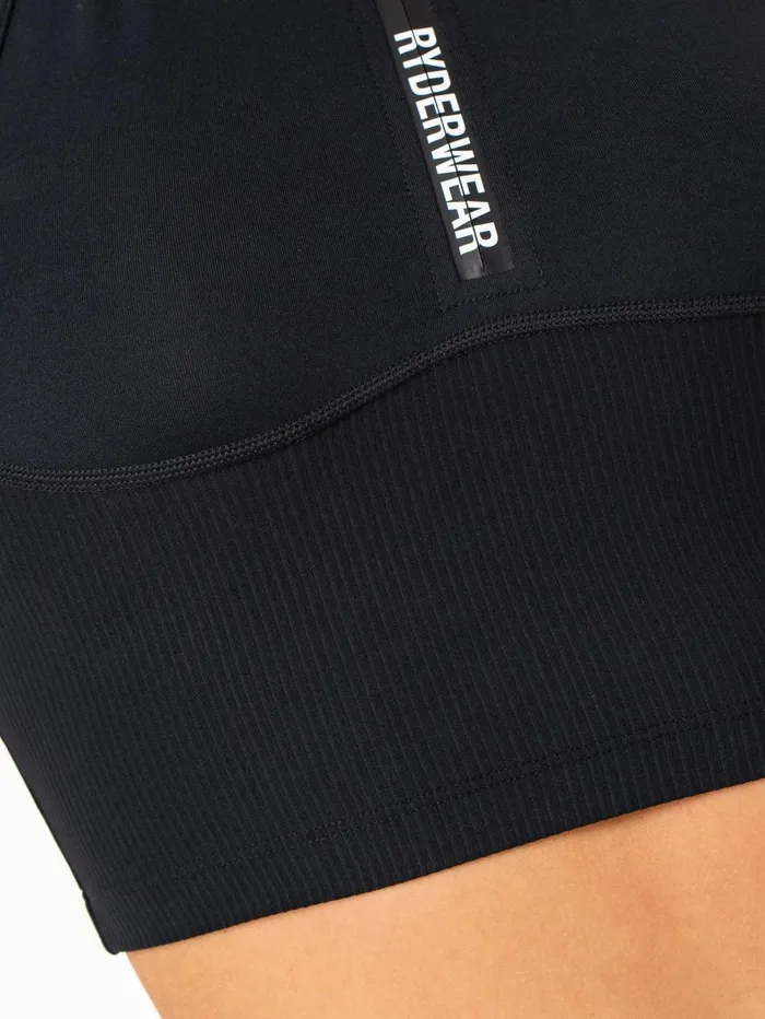 NKD 12 Zip Tank 8211 Black Women Ryderwear TShirts