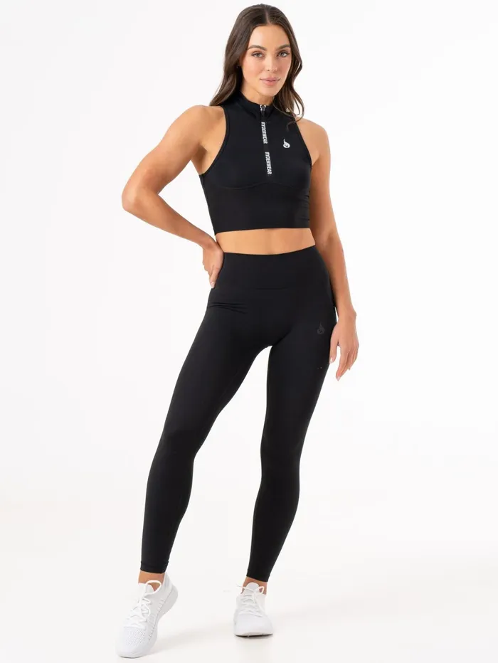 NKD 12 Zip Tank 8211 Black Women Ryderwear TShirts