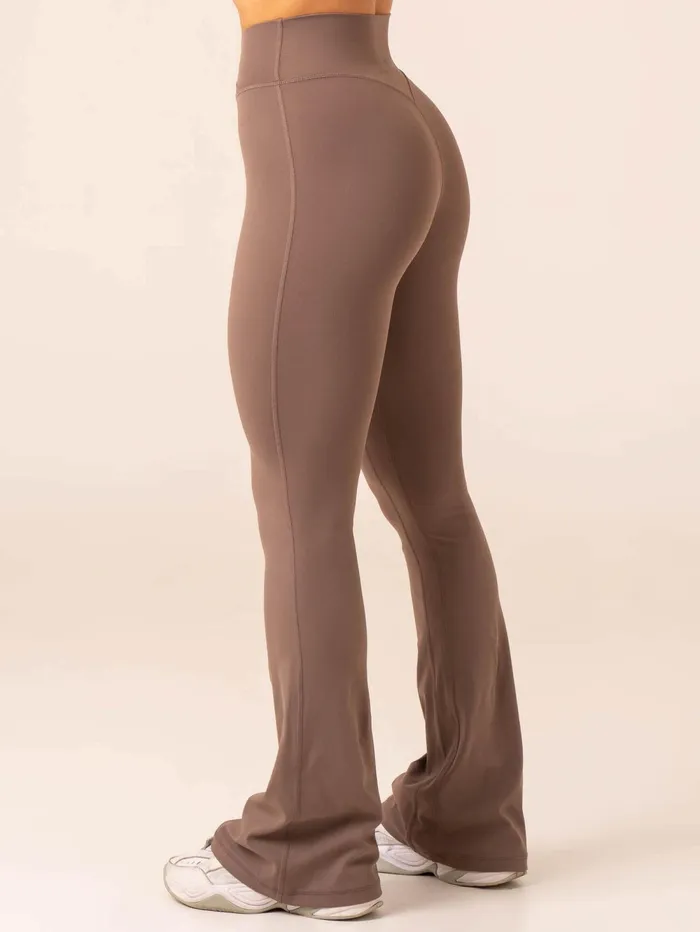NKD Cross Over Flared Leggings 8211 Taupe Women Ryderwear Leggings