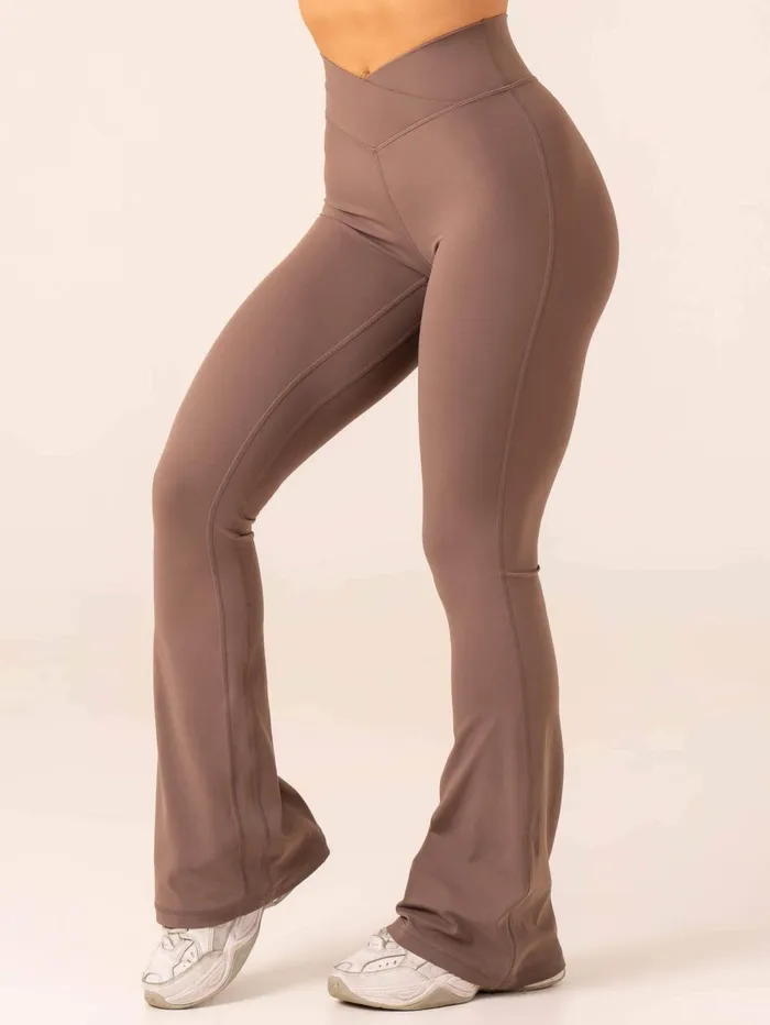 NKD Cross Over Flared Leggings 8211 Taupe Women Ryderwear Leggings