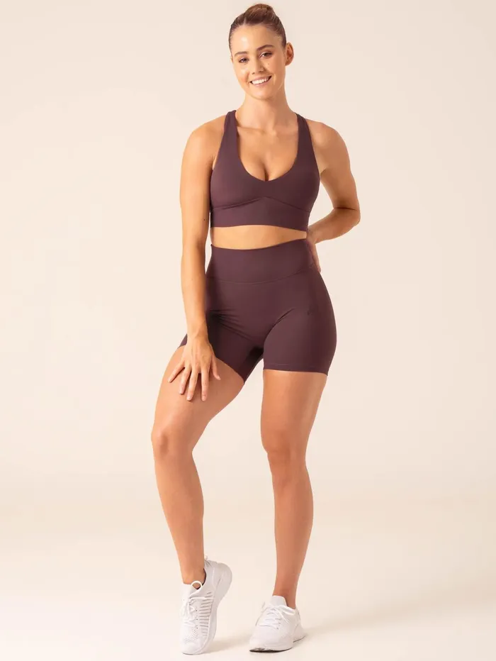 NKD High Waisted Scrunch Shorts 8211 Plum Women Ryderwear Gym Shorts