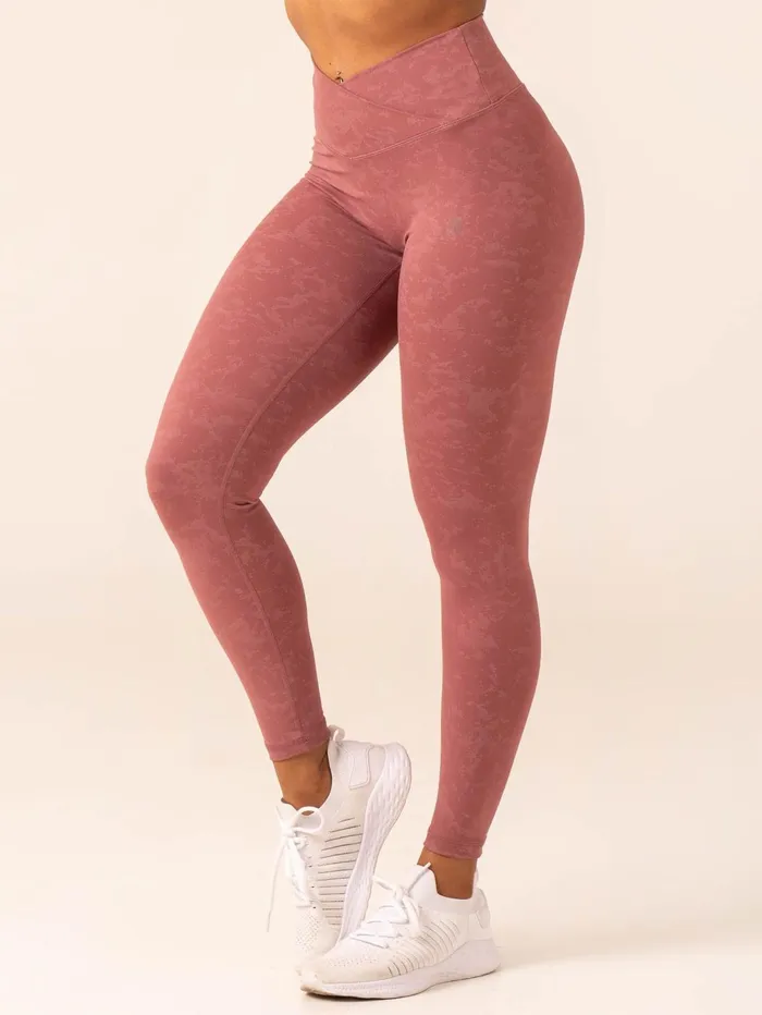NKD Stonewash Crossover Scrunch Leggings 8211 Boysenberry Stonewash Women Ryderwear Leggings