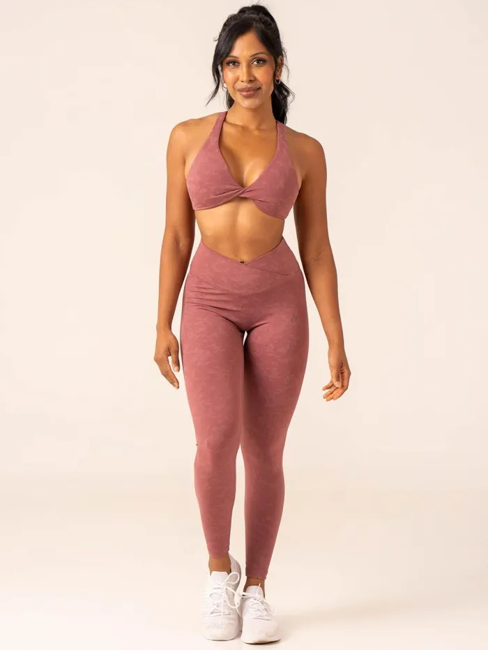 NKD Stonewash Crossover Scrunch Leggings 8211 Boysenberry Stonewash Women Ryderwear Leggings