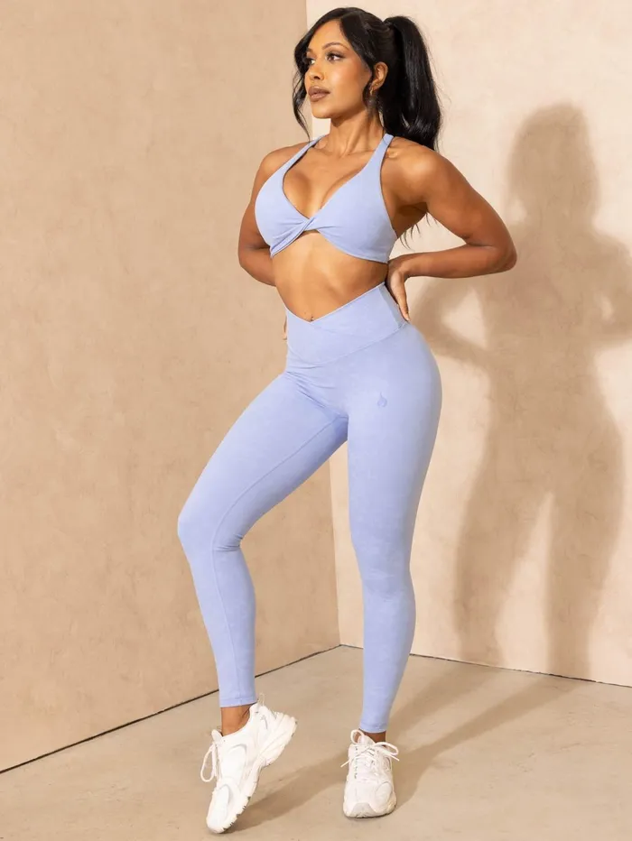 NKD Stonewash Twist Sports Bra 8211 Cornflower Blue Stonewash Women Ryderwear Sports Bras