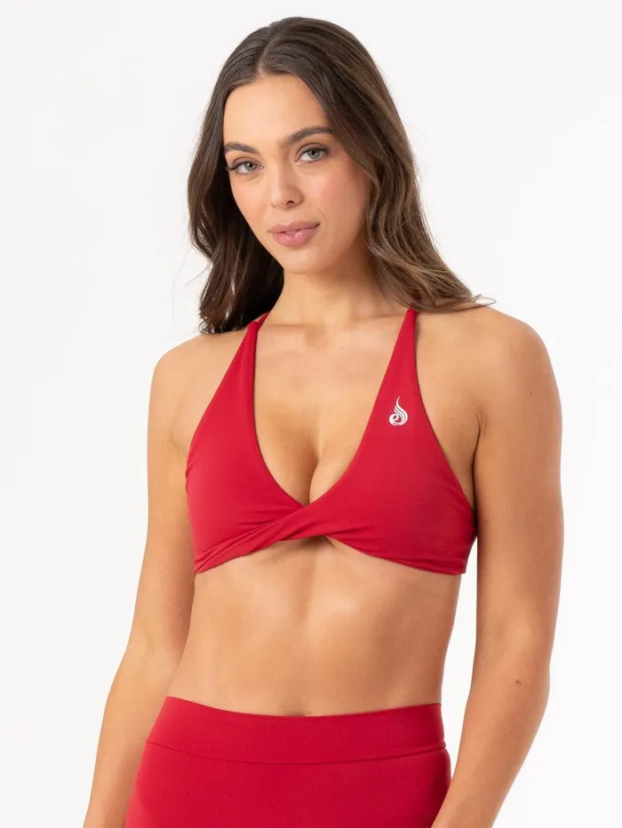 NKD Twist Sports Bra 8211 Cherry Red Women Ryderwear Sports Bras