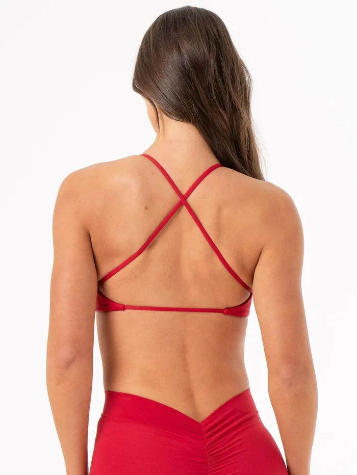 NKD Twist Sports Bra 8211 Cherry Red Women Ryderwear Sports Bras