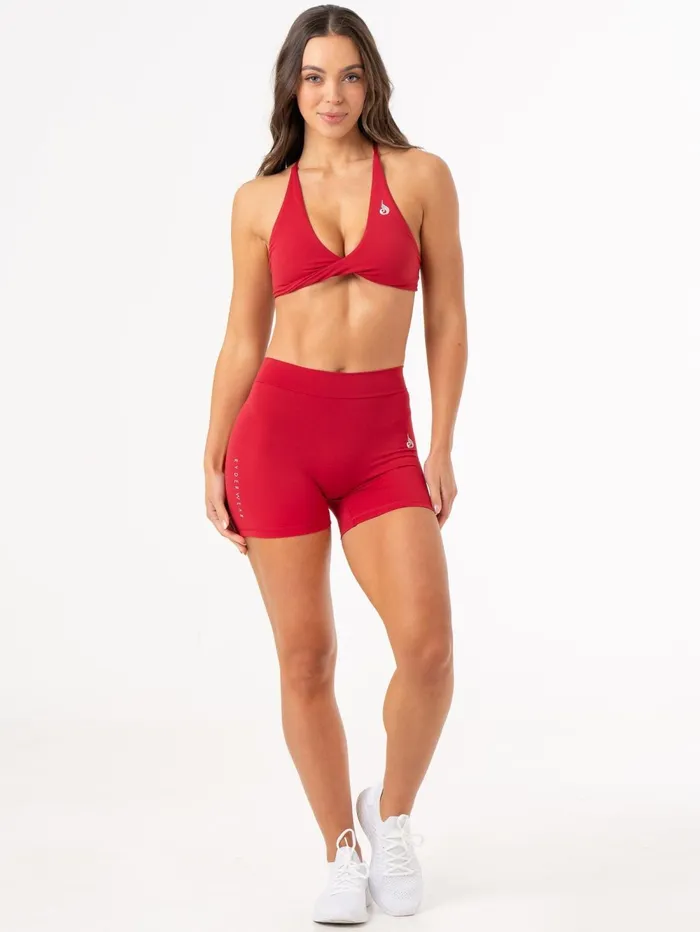 NKD Twist Sports Bra 8211 Cherry Red Women Ryderwear Sports Bras