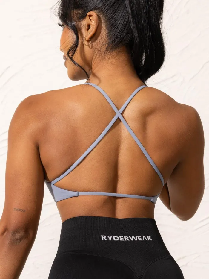 NKD Twist Sports Bra 8211 Denim Blue Women Ryderwear Sports Bras