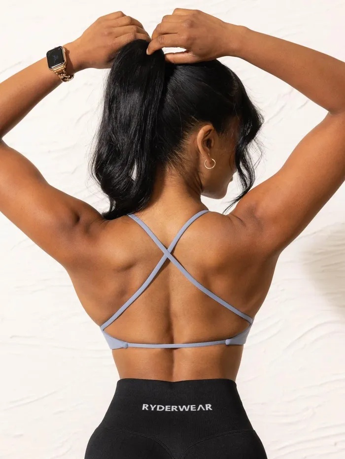 NKD Twist Sports Bra 8211 Denim Blue Women Ryderwear Sports Bras