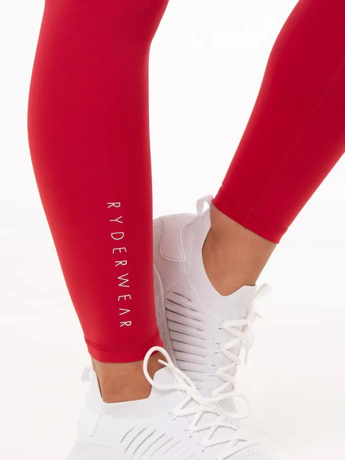 NKD V Scrunch Leggings 8211 Cherry Red Women Ryderwear Leggings