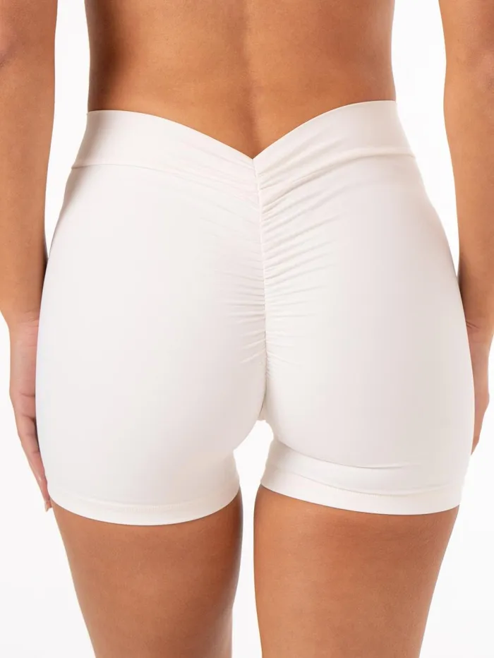 NKD V Scrunch Shorts 8211 Ivory Women Ryderwear Gym Shorts