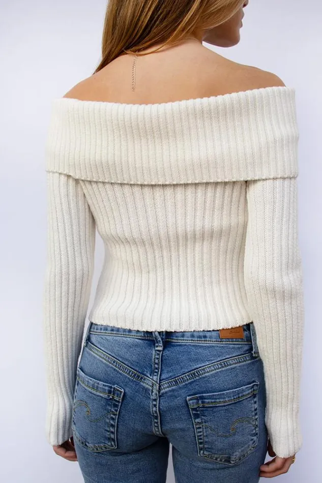 OffShoulders Cherry Sweater Women Subdued Sweaters