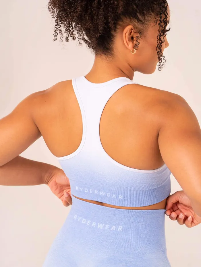 Ombre Seamless Sports Bra 8211 Cornflower Blue Ombre Women Ryderwear Sports Bras
