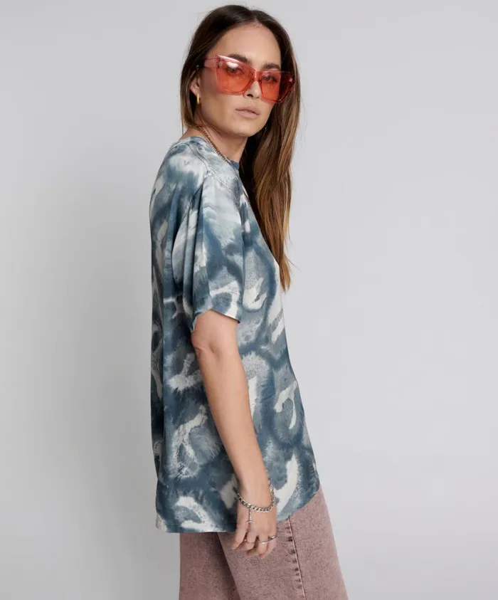 One Teaspoon Basic Tees Women Reflection Hand Printed Satin Tee
