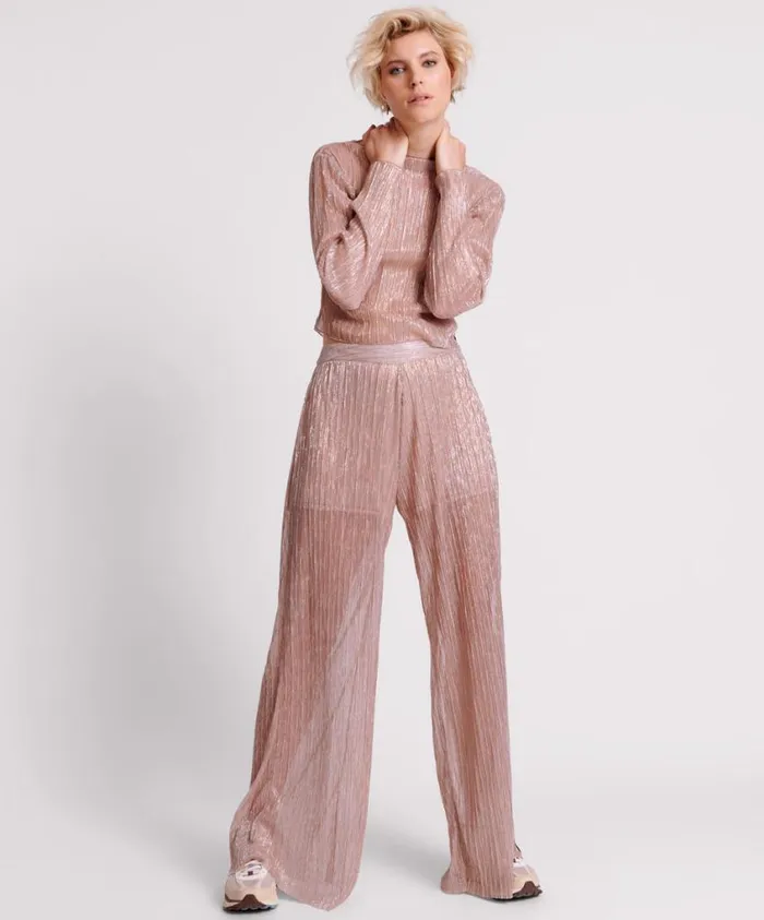 One Teaspoon Bottoms Women Celestial Rose Plisse Palazzo Pants