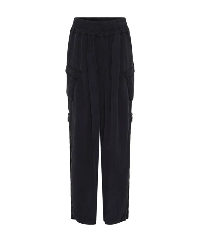 One Teaspoon Bottoms Women Charcoal Tencel Zipped Parachute Pants