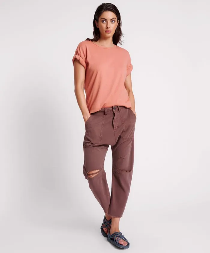 One Teaspoon Bottoms Women Chocolate Sinners Drop Crotch Boyfriend Jeans