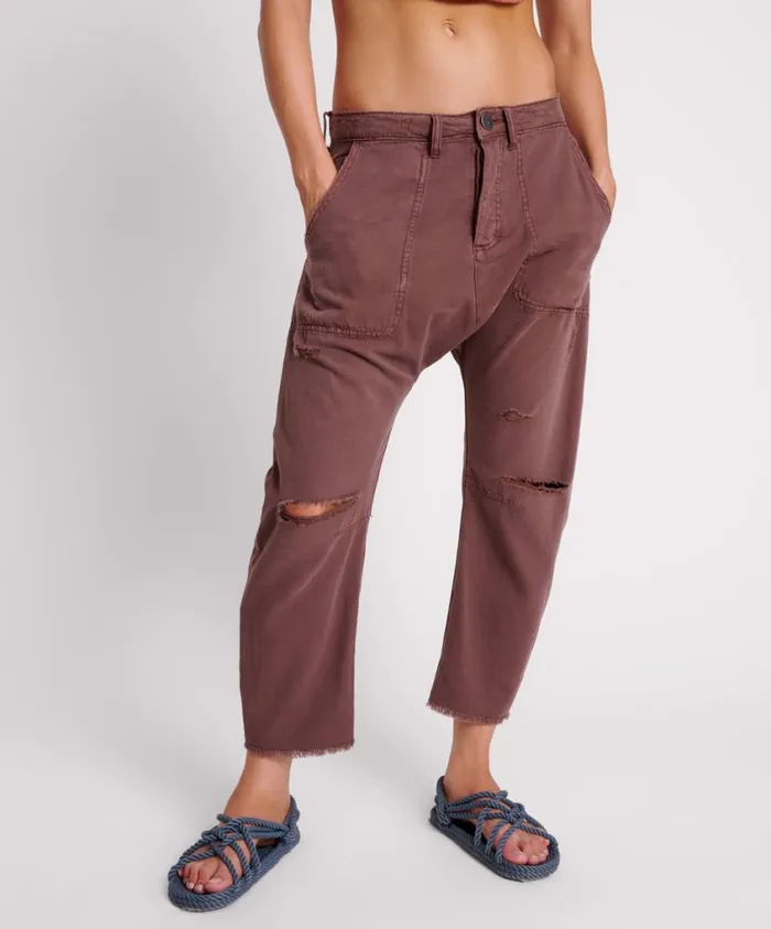 One Teaspoon Bottoms Women Chocolate Sinners Drop Crotch Boyfriend Jeans