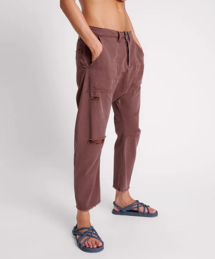 One Teaspoon Bottoms Women Chocolate Sinners Drop Crotch Boyfriend Jeans