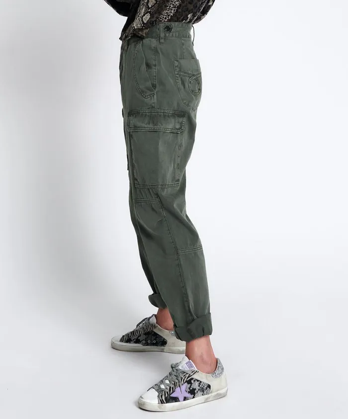 One Teaspoon Bottoms Women Dark Khaki Cargo Motion Denim Jeans