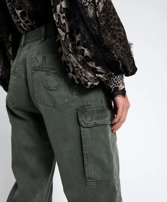 One Teaspoon Bottoms Women Dark Khaki Cargo Motion Denim Jeans