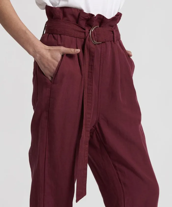 One Teaspoon Bottoms Women Oxblood Linen High Waist Soho Pants