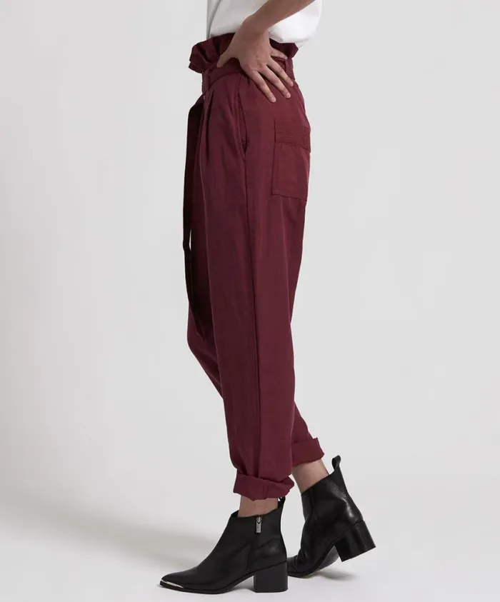 One Teaspoon Bottoms Women Oxblood Linen High Waist Soho Pants