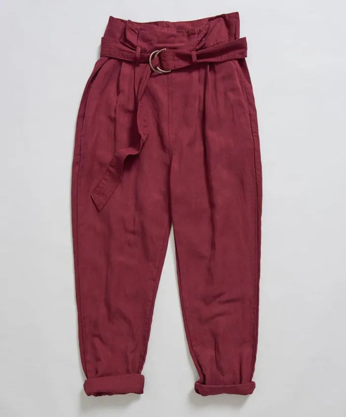 One Teaspoon Bottoms Women Oxblood Linen High Waist Soho Pants
