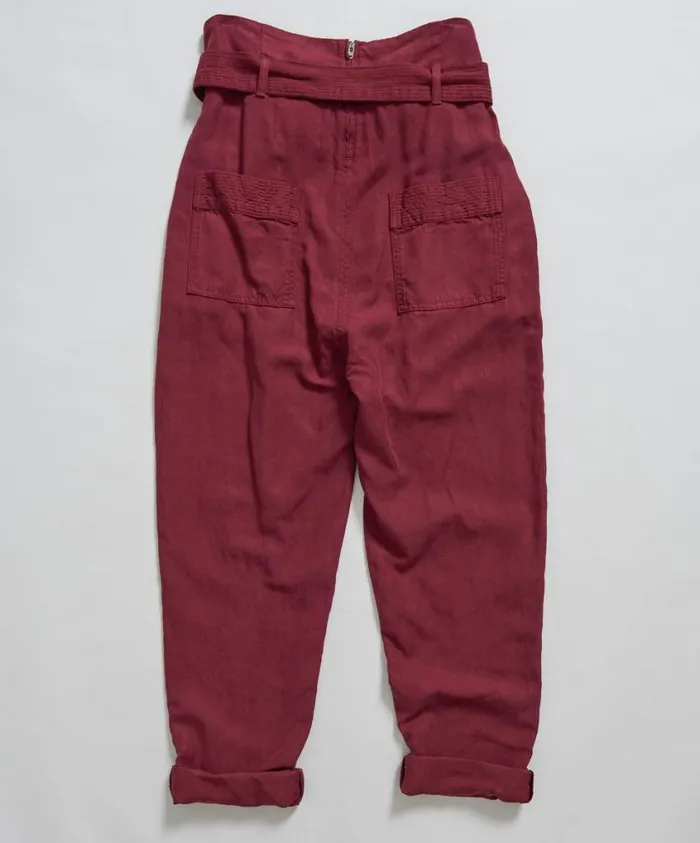 One Teaspoon Bottoms Women Oxblood Linen High Waist Soho Pants