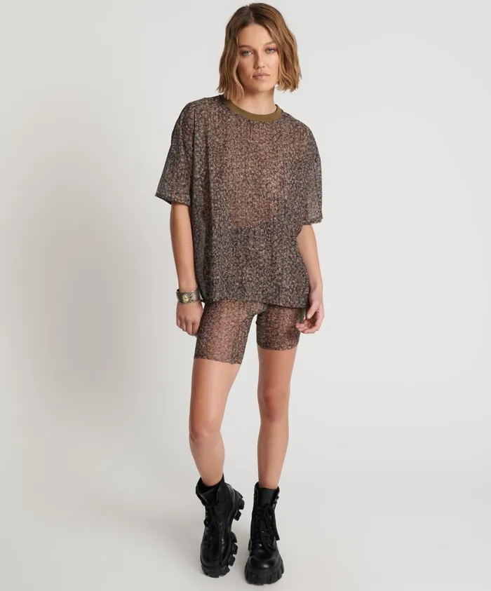 One Teaspoon Bottoms Women Safari Camo Mesh Bike Short