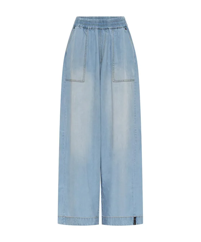 One Teaspoon Bottoms Women Soft Blue Tencel Parachute Pants