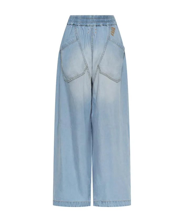 One Teaspoon Bottoms Women Soft Blue Tencel Parachute Pants