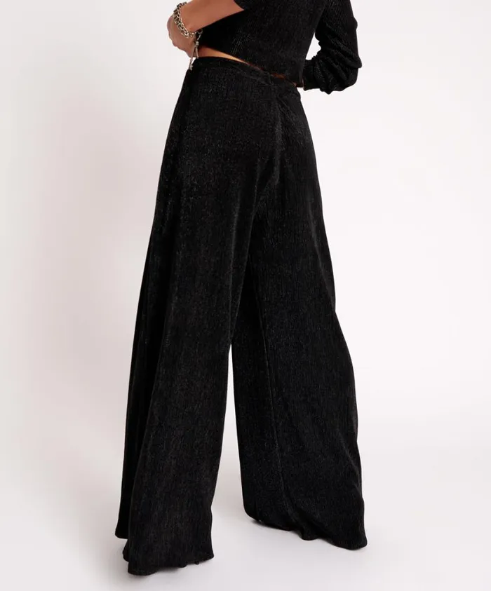 One Teaspoon Bottoms Women Start Me Up Black Wide Leg Pant