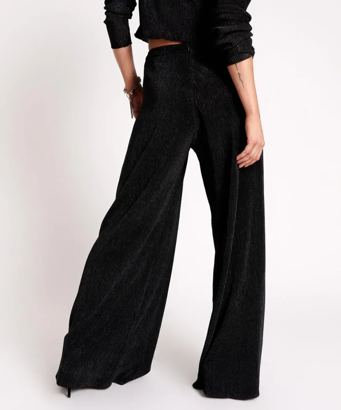 One Teaspoon Bottoms Women Start Me Up Black Wide Leg Pant